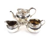 A Victorian three piece silver tea set.