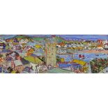 Weir, Linda Mary Weir, b1951 British AR, Little Golden Town, St Ives. 5 x 14 ins., (10.75 x 38 cms.