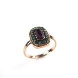 9 ct yellow gold amethyst ring. Set at the centre with an oval cut amethyst. Ring size N. Weight 2.
