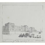 Rowlandson, Thomas 1756-1827 British, South View of St. Luke's Hospital for Lunatics. 3.75 x 4.