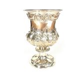 A large William IV silver wine goblet.
