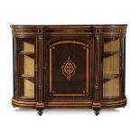 Credenza in mogano con vetrine laterali bombate, inizio del XX sec.