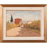 Pittore del XX sec., “Vedute di case nella campagna Toscana”.
