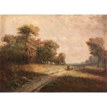 Pittore della fine del XIX - inizio del XX sec., “Paesaggio con carretto”.