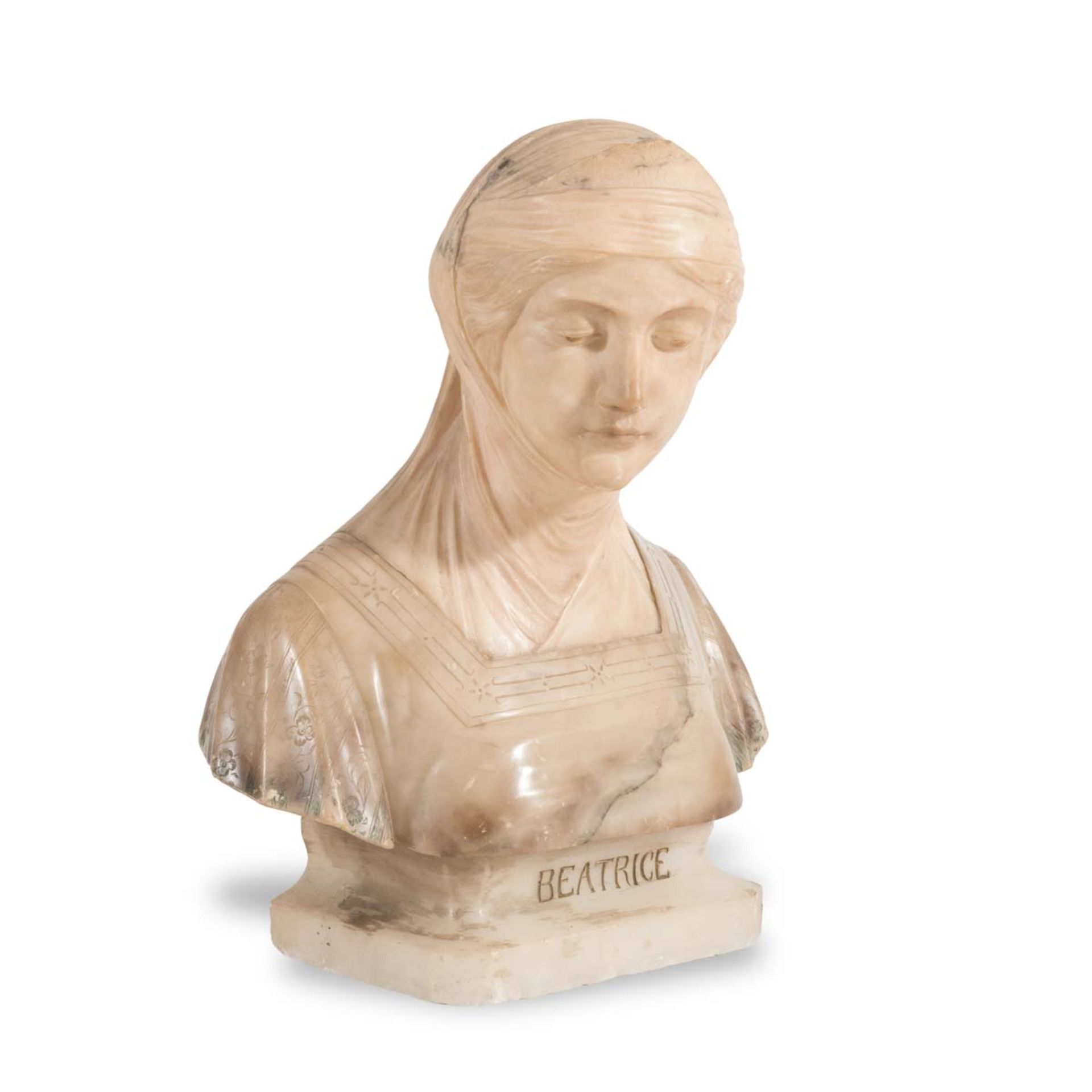 Busto in alabastro raffigurante “Beatrice”, Volterra, inizio del XX sec. - Image 2 of 2