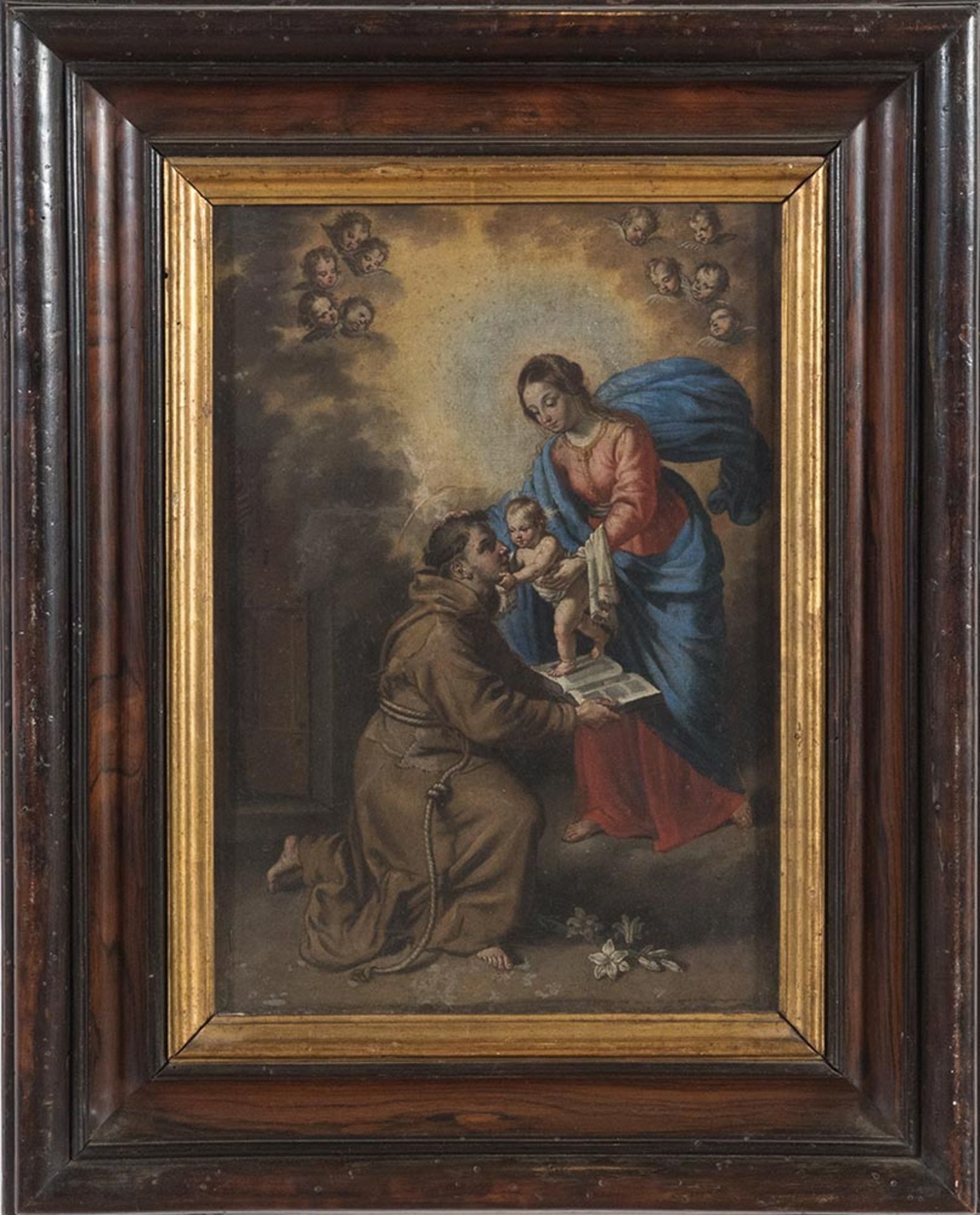 Maestro del XVII sec., “Madonna con Bambino e Sant’Antonio da Padova”.