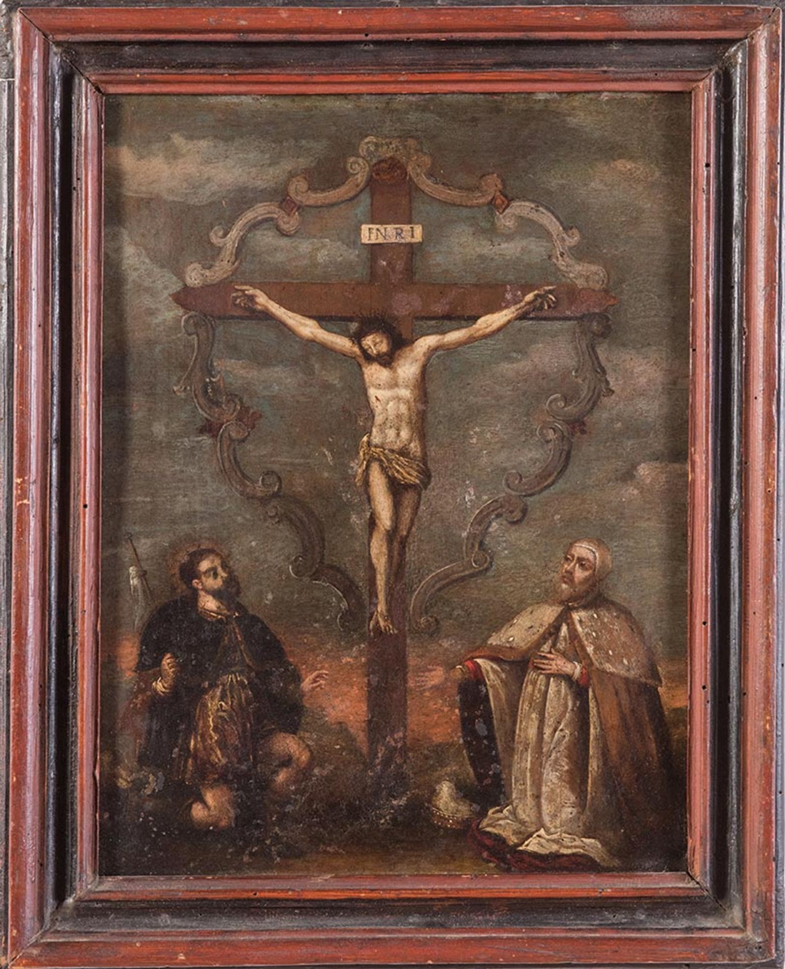 Maestro Veneziano degli inizi del XVII sec., “Cristo in croce con San Rocco e il Doge”.