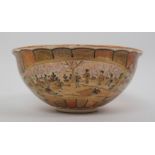 A Satsuma bowl the interior painted with a mass of butterflies, the exterior with panels of