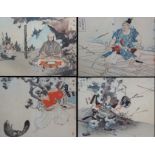 A set of eleven Japanese prints depicting mostly warriors, 15 x 19 cm (11)