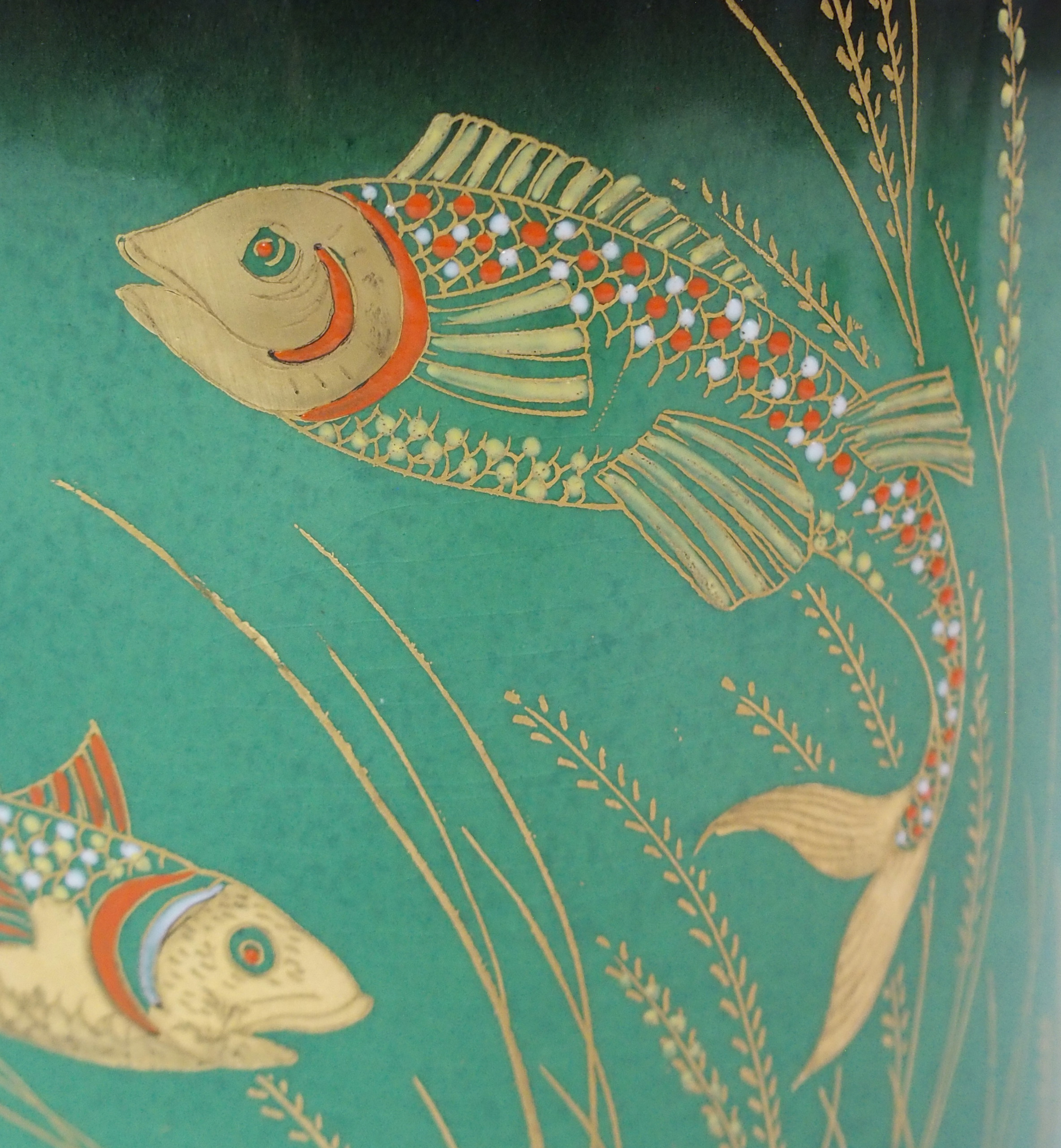 A Carlton Ware for Dunhill 1930s tobacco jar decorated in the River Fish pattern, each side - Image 4 of 10