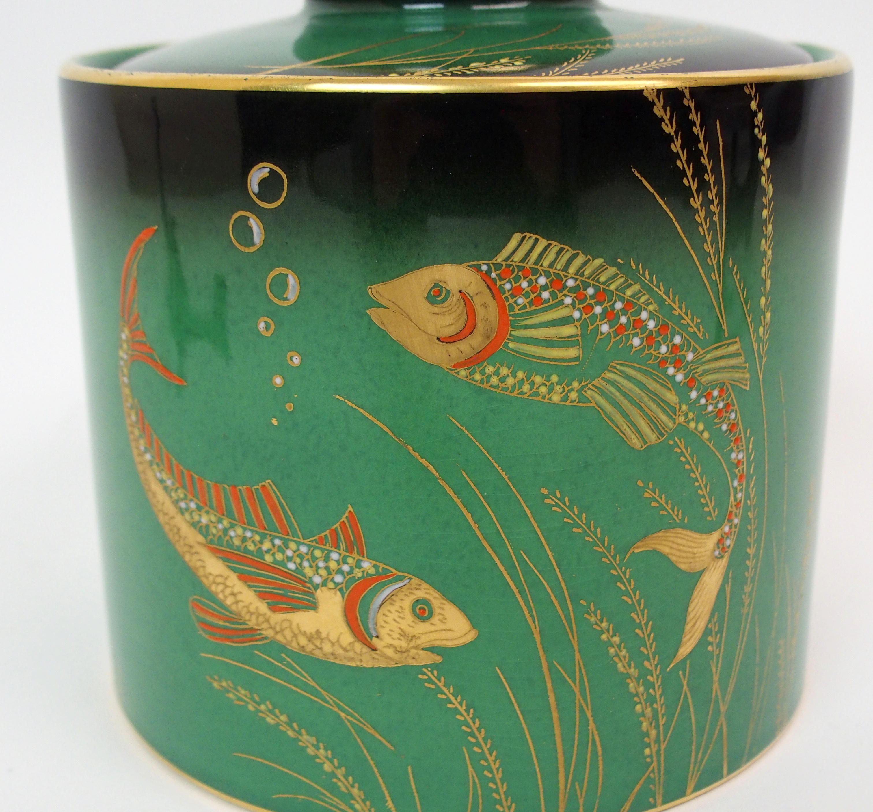 A Carlton Ware for Dunhill 1930s tobacco jar decorated in the River Fish pattern, each side - Image 2 of 10