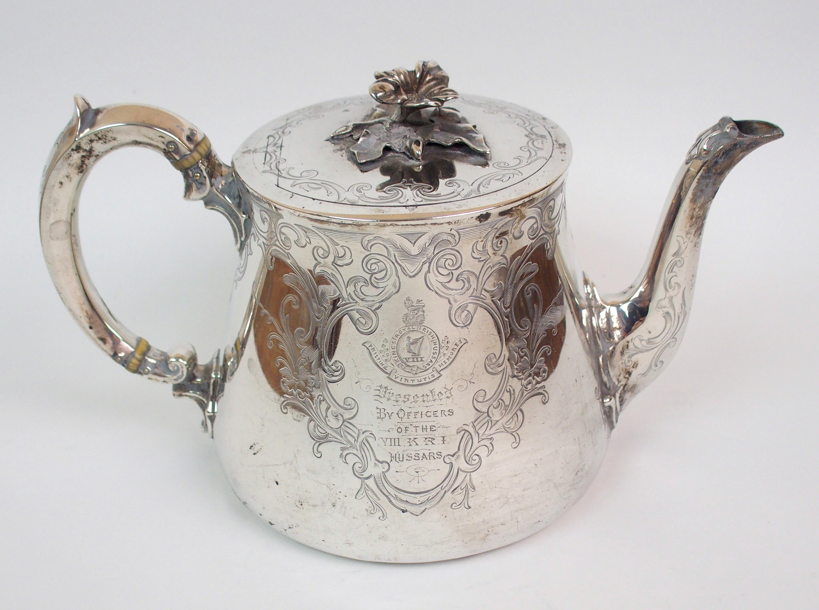 OF MILITARY INTEREST - A VICTORIAN TEAPOT WITH MATCHING HOT WATER POT by John Wilmin Figg, London - Image 7 of 10