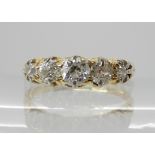 AN 18CT FIVE STONE OLD CUT DIAMOND RING of estimated approx 0.50cts, finger size M1/2, weight 3.3gms