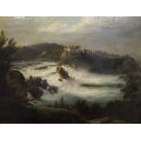 JOHANN MATTHIAS NEITHARDT (SWISS 1816 - 1886) RHEINFALL BEI NAUHAUSEN Oil on board, signed, 21 x