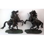 AFTER THE ANTIQUE - A LARGE PAIR OF BRONZE MARLI HORSES 55cm high x 65cm long (2) Condition