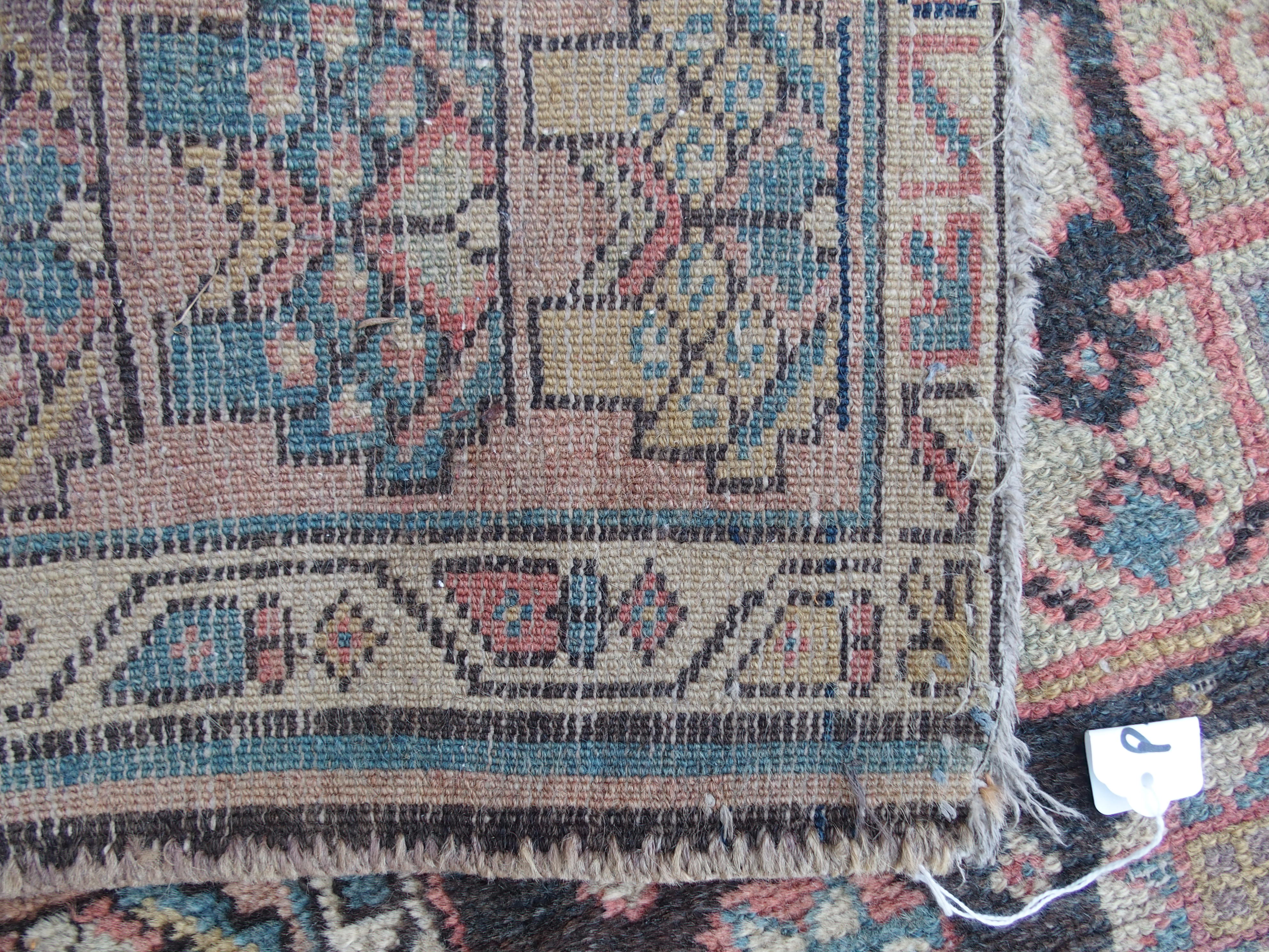 A CAUCASIAN BLUE GROUND RUNNER with nine central medallions and geometric border, 474cm x 96cm and - Image 6 of 10