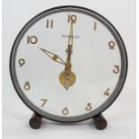 A JAEGER LE COULTRE CLOCK of spherical clear form with floating skeleton movement, 19.5cm high