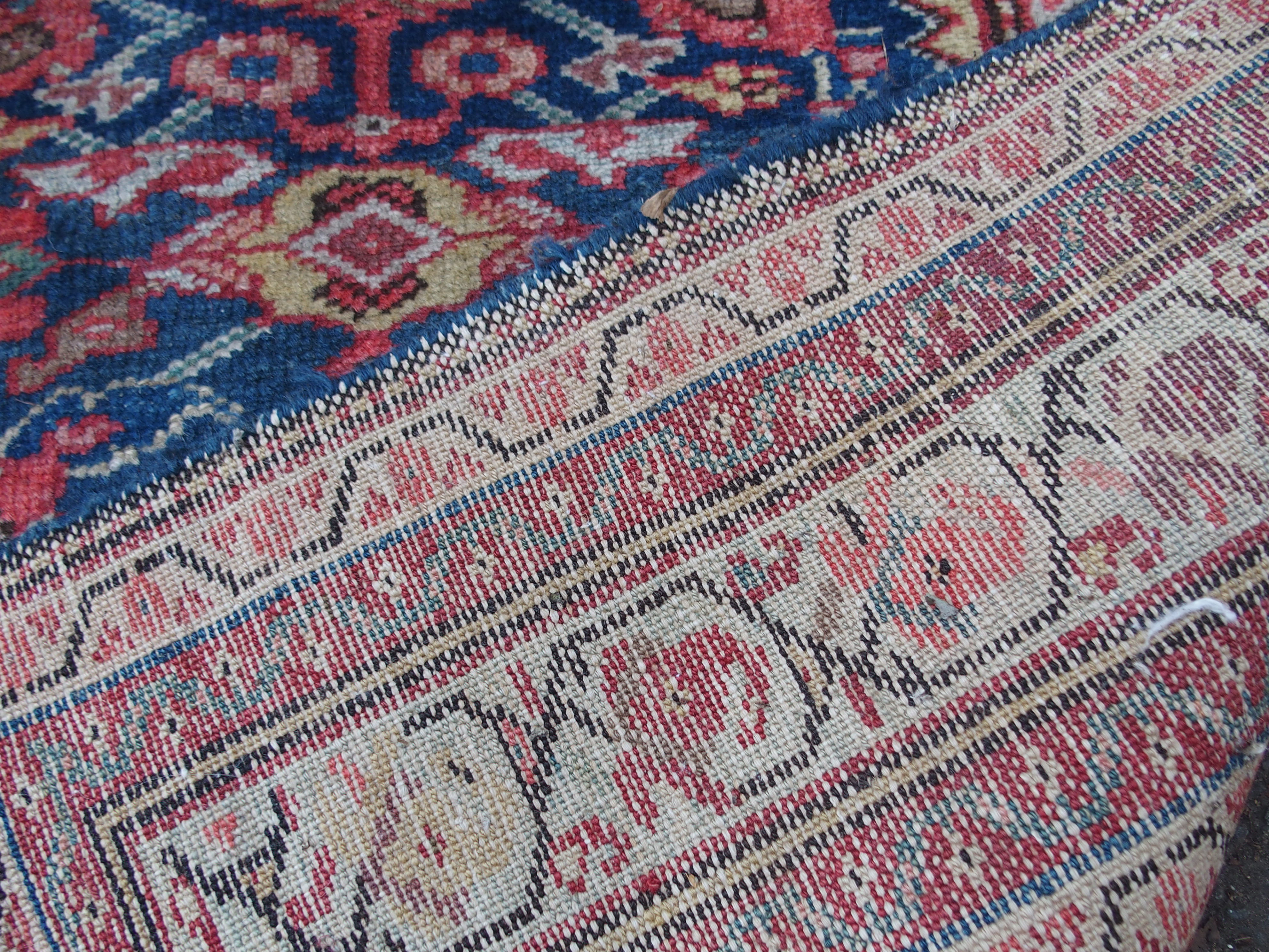 A HAMADAN BLUE GROUND RUNNER with allover design and multiple borders, 393cm x 134cm Condition - Image 5 of 5