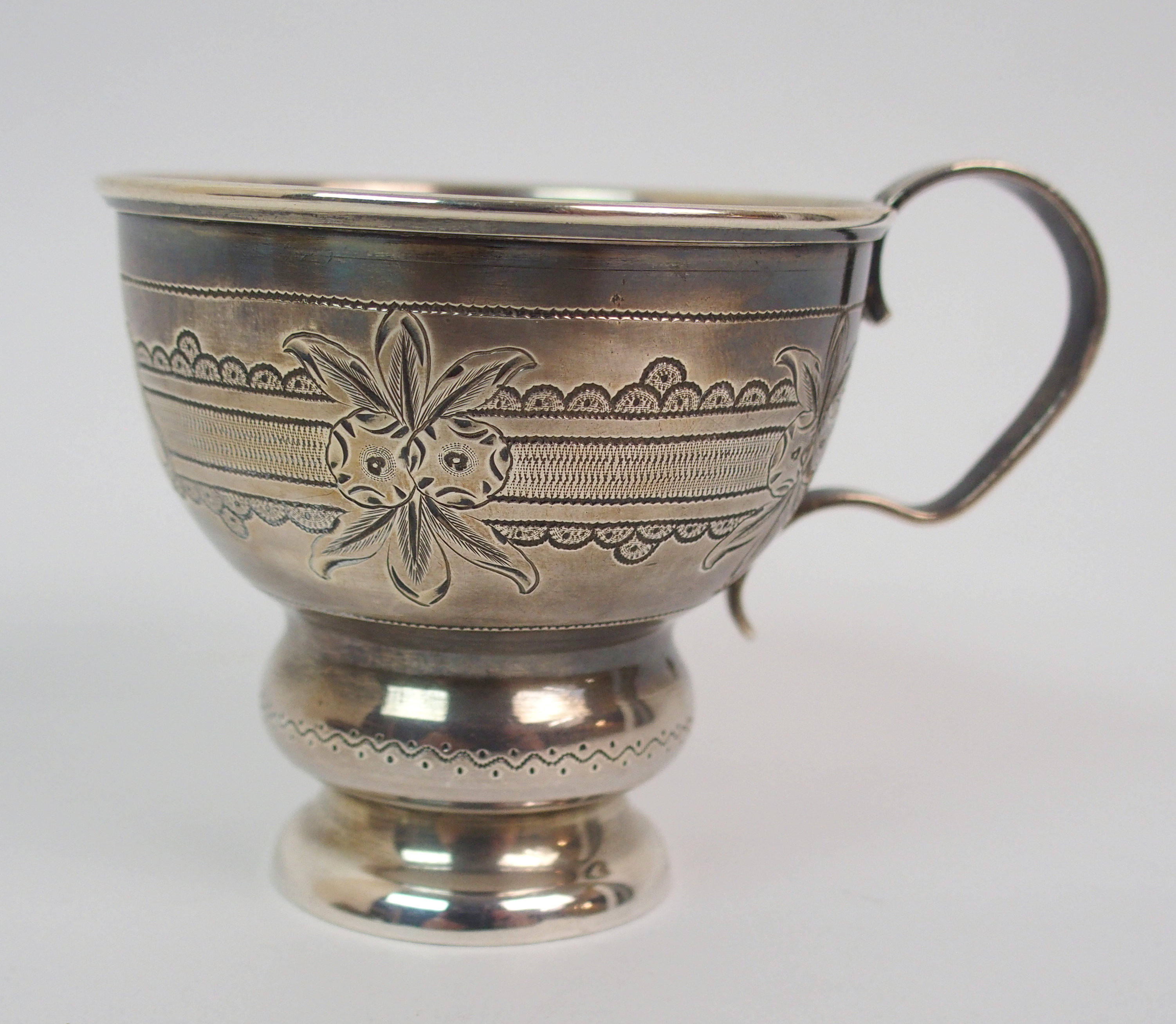 A RUSSIAN SILVER COFFEE CUP AND SAUCER by Ivan Kaltikov, Moscow circa 1875, the cup of bulbous - Image 5 of 10