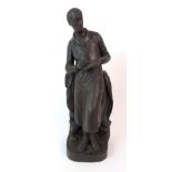 J.E.C. - A BRONZE OF ROBERT TANNAHILL modelled standing in his weaving apron, writing poems, incised