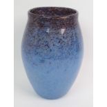 A LARGE MONART VASE in mottled blue and purple colourway with aventurine inclusions, 25.5cm high