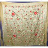 FIVE VARIOUS SILK EMBROIDERED PIANO SHAWLS 150 x 150cm and smaller (5) Condition Report: Available