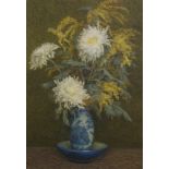 EDITH MARTINEAU ARWS (BRITISH 1842 - 1909) CHRYSANTHEMUMS Watercolour heightened with white, signed,