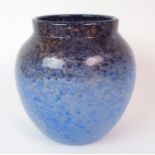 A MONART GLASS VASE the mottled light and dark blue ground with aventurine, shape A VIII, 15.3cm