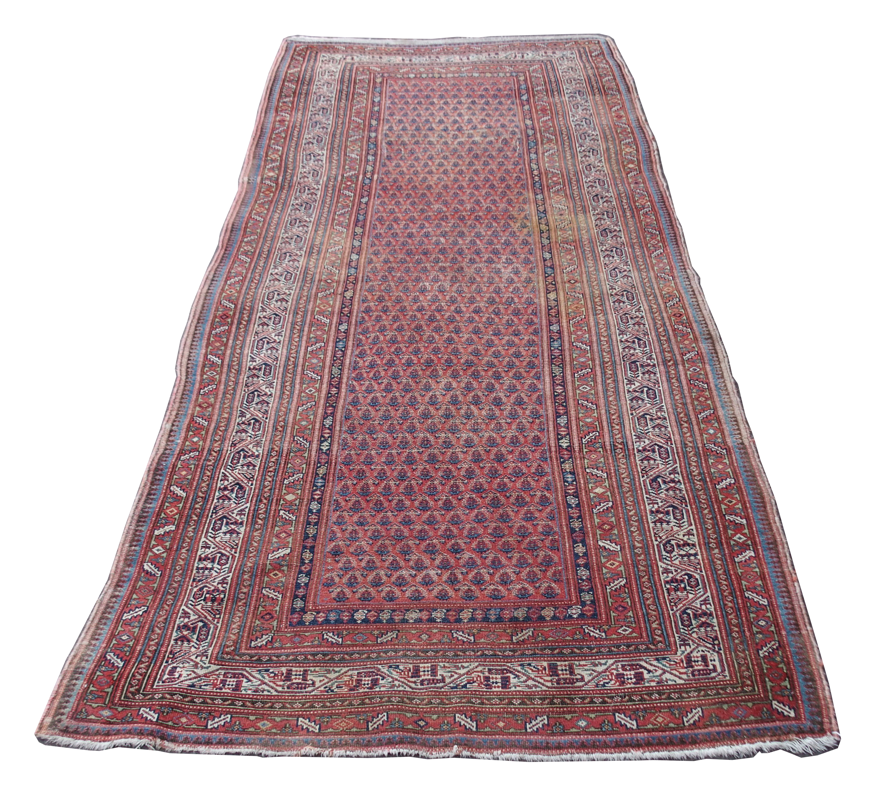 AN ARAAK RED GROUND RUG with multiple borders, 320cm x 150cm and an Eastern rug with four central - Image 2 of 10