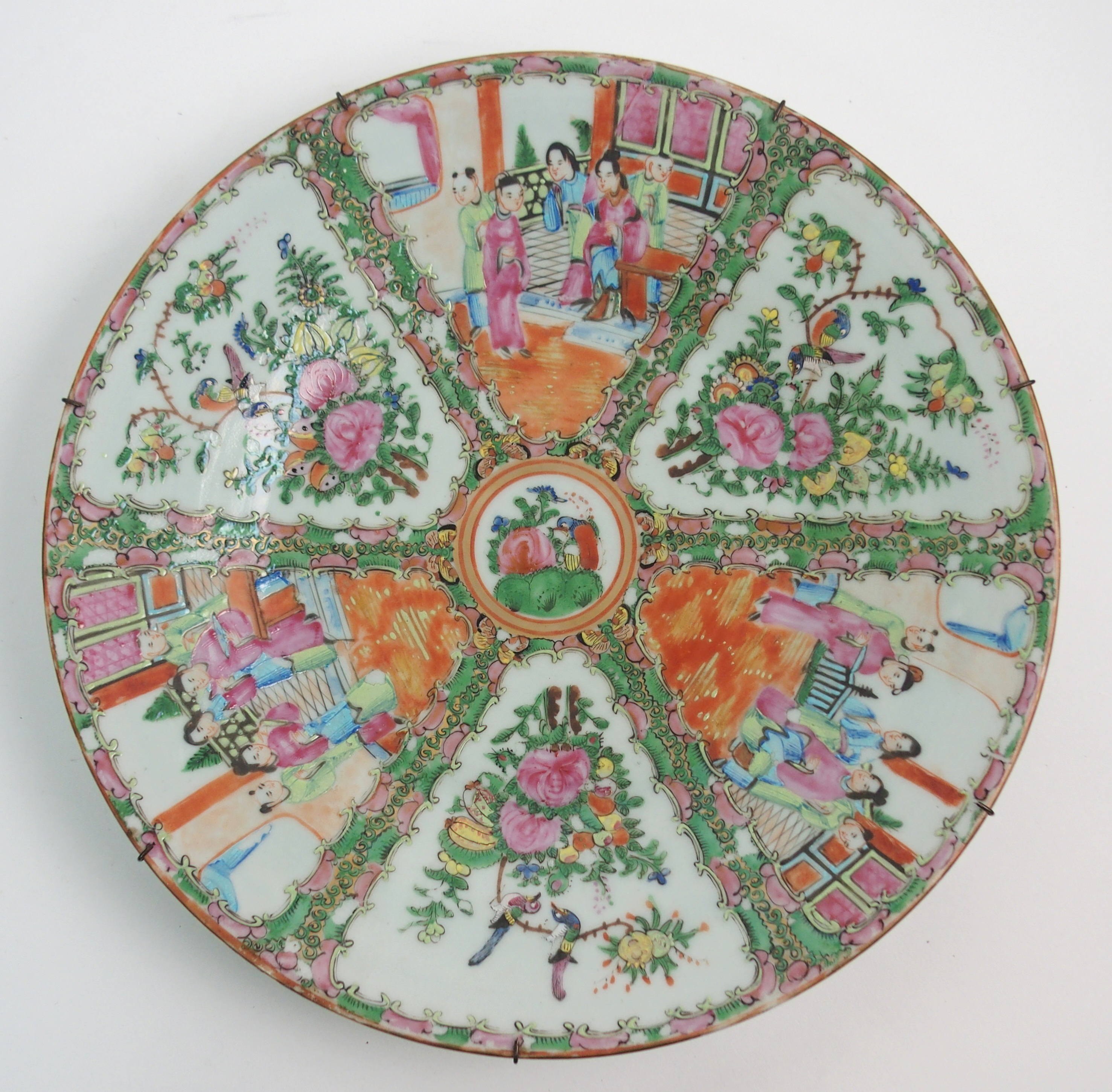 A JAPANESE POTTERY DISH in the Komai style moulded with a deity and devotee amongst pine (rim - Image 5 of 10