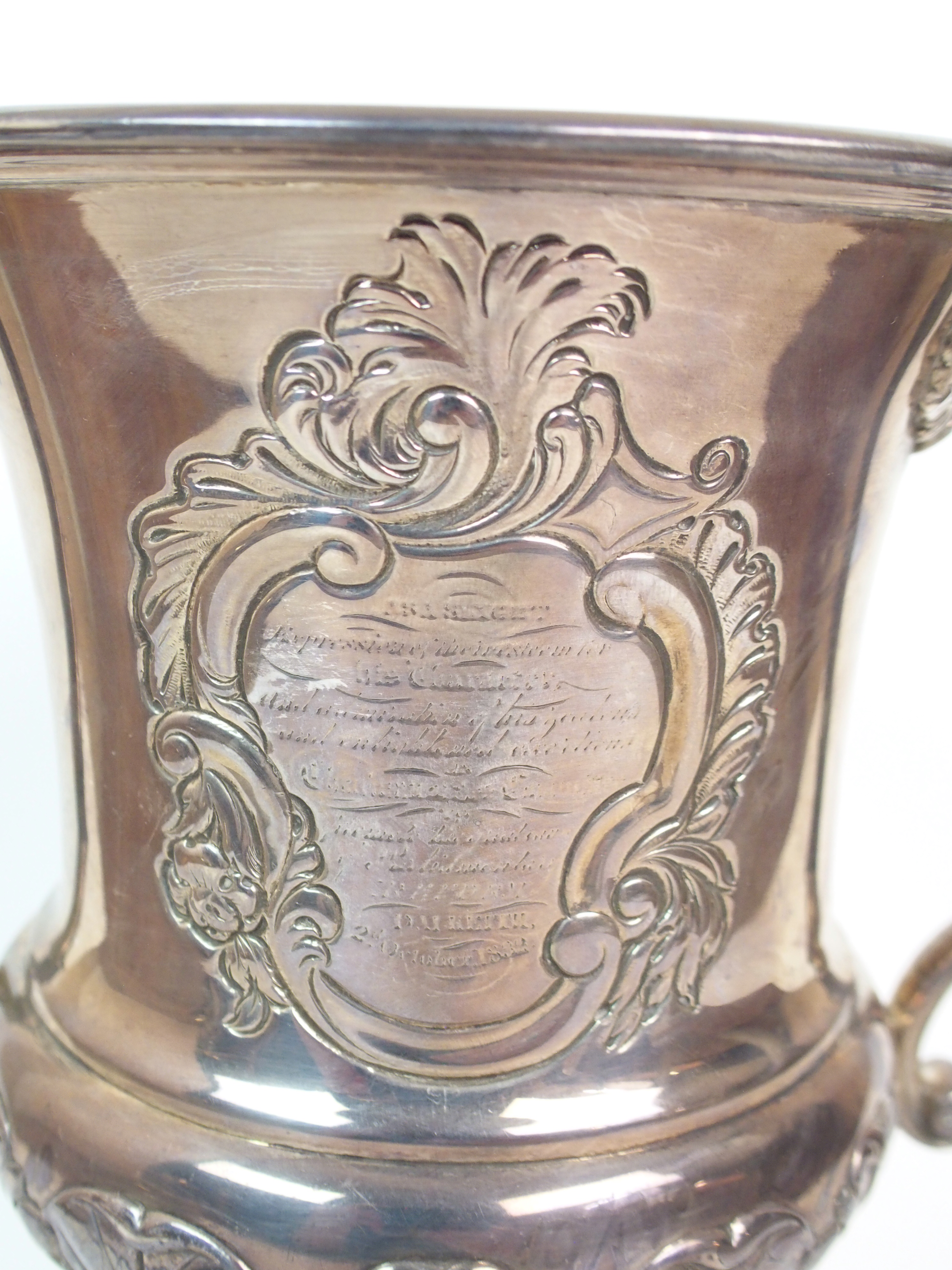 A LATE GEORGE III SILVER TROPHY CUP possibly by Alexander Edmondstoun III, Edinburgh 1817, of - Image 7 of 10