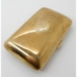 A 9CT GOLD CIGARETTE CASE monogrammed to the domed front. Dimensions 8cm x 5.2cm x 1.5cm, weight