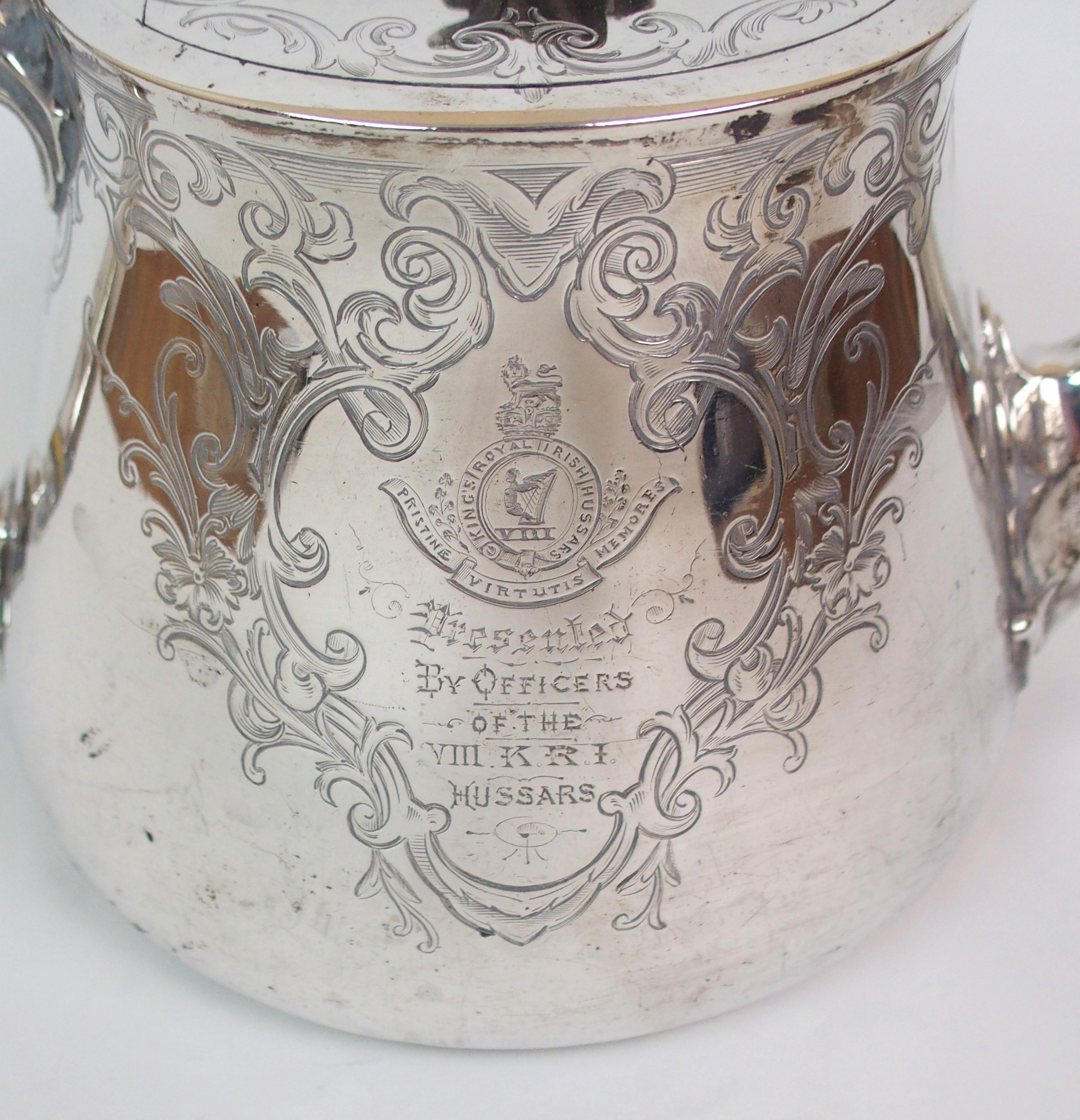 OF MILITARY INTEREST - A VICTORIAN TEAPOT WITH MATCHING HOT WATER POT by John Wilmin Figg, London - Image 8 of 10