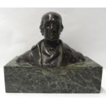 KELLOCK BROWN (SCOTTISH 1856 - 1934) PORTRAIT BUST OF A GENTLEMAN Bronze upon a marble plinth,