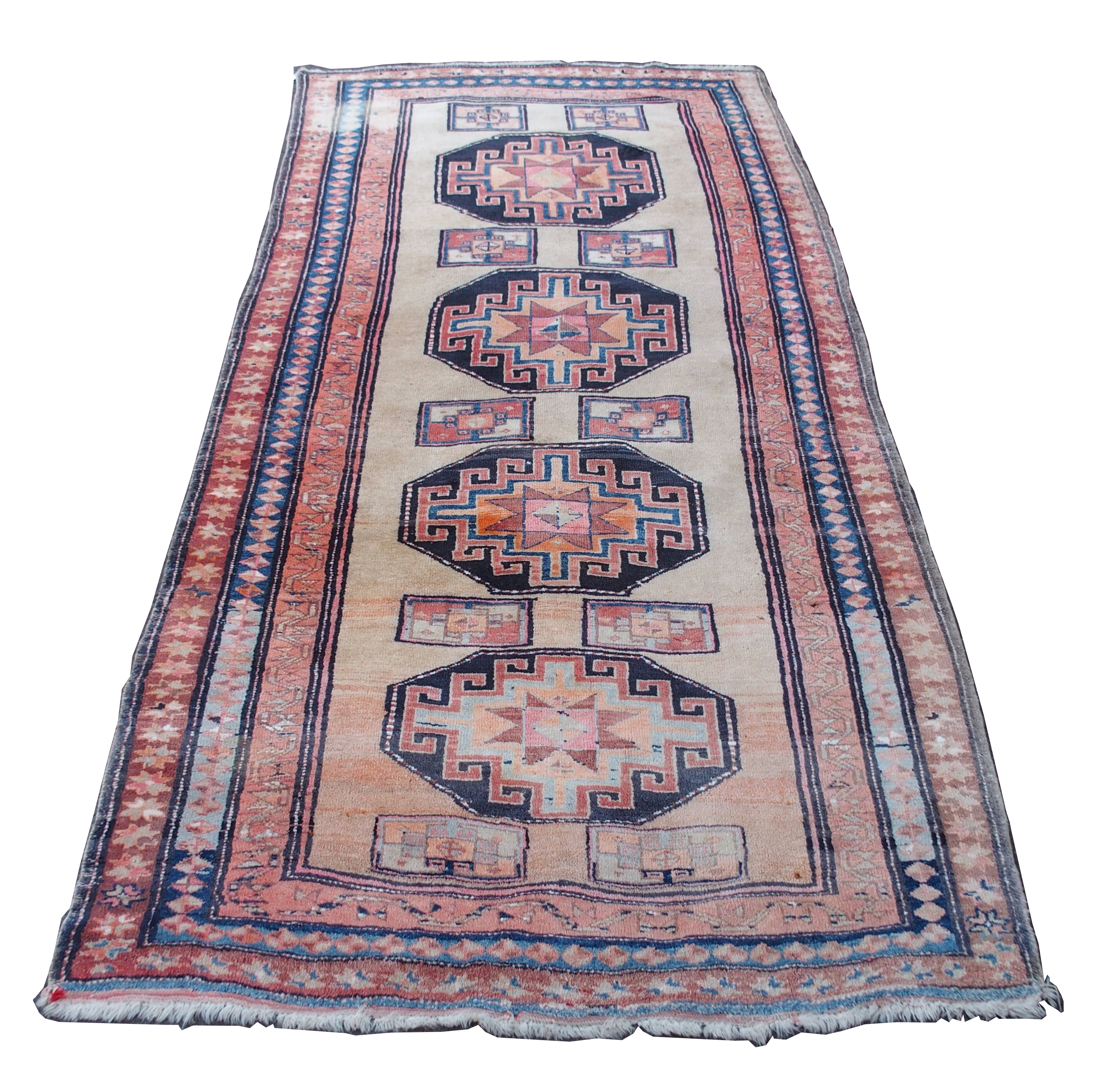 AN ARAAK RED GROUND RUG with multiple borders, 320cm x 150cm and an Eastern rug with four central - Image 7 of 10