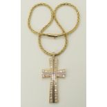 A BESPOKE ERIC SMITH DESIGNED 18CT GOLD DIAMOND SET CROSS AND CHAIN set with estimated approx 4.