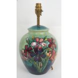 A MOORCROFT SPRING FLOWERS LAMP BASE of tapering baluster form, partial paper label to base, 32.