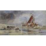 JOHN H OSWALD (BRITISH 1843 - 1895) ZANDVOORT, HOLLAND Watercolour heightened with white, signed,