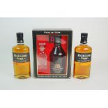 TWO HIGHLAND PARK 12 YEAR OLD LIMITED EDITION CRYSTAL DECANTER SETS four bottles of Highland Park 12