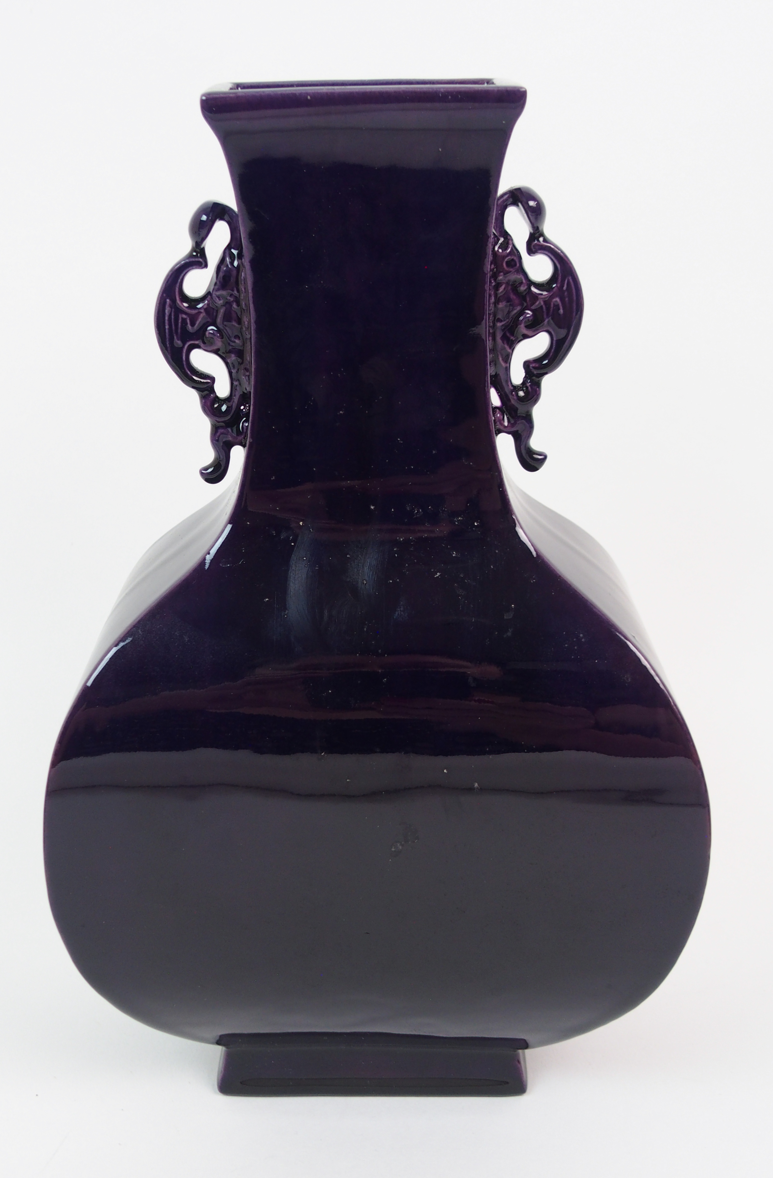A CHINESE MONOCHROME SQUARE BALUSTER SHAPED VASE with pierced handles, 20th Century, 28cm high and a - Image 3 of 10