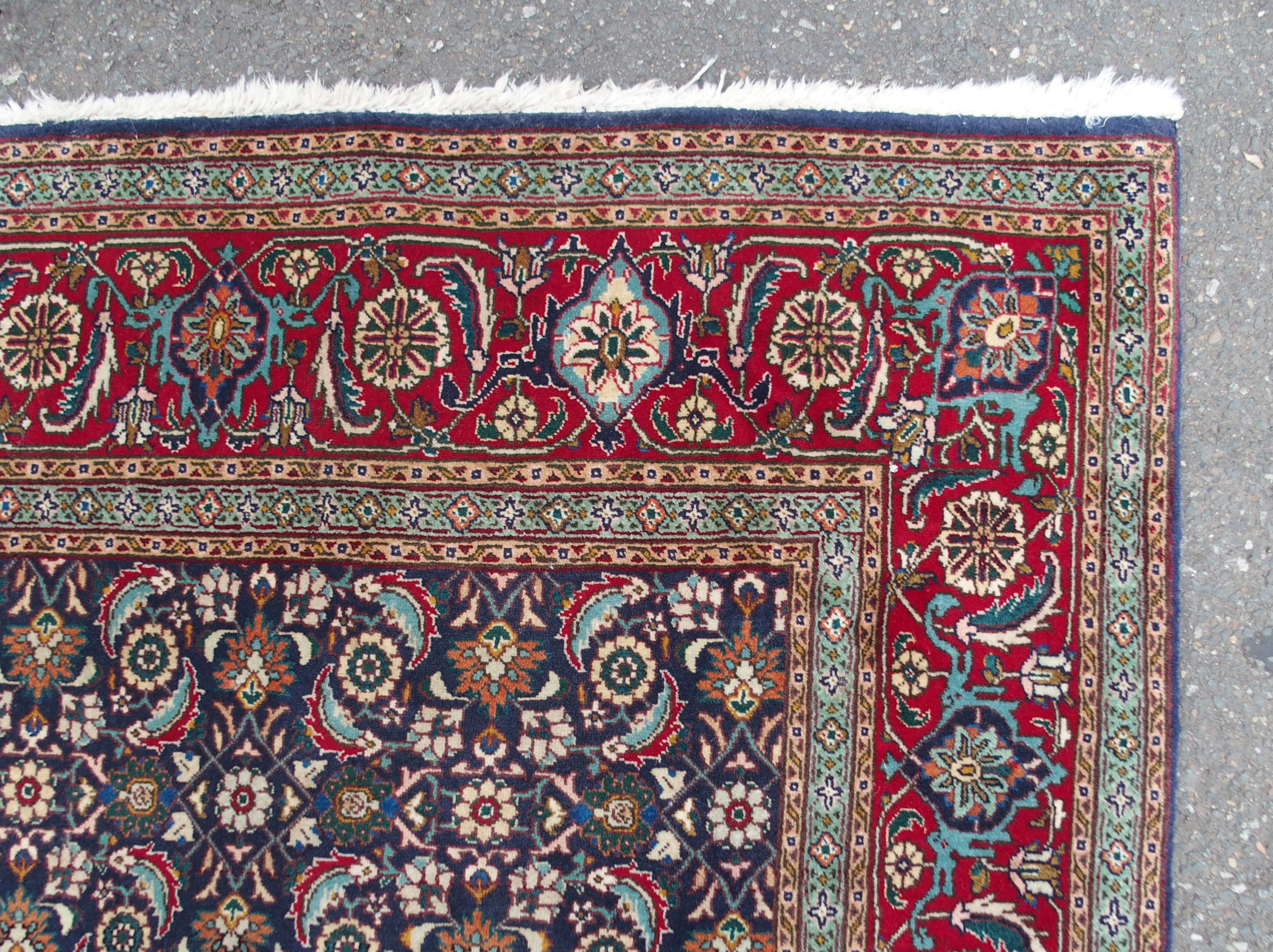 A HAMADAN BLUE GROUND RUG with allover design with red border, 188cm x 272cm Condition Report: - Image 4 of 6