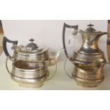 A four piece silver tea service, Sheffield 1918, 1496gms