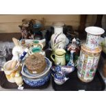 A collection of Wedgwood jasperware items, Gouda vase and jug, three pottery jugs and assorted other