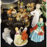 Seven Hummel figures, Paragon Lady Camille, resin figure of a jockey on racehorse and other items