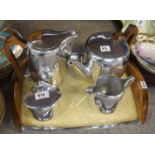 A Picquotware four piece teaset on tray