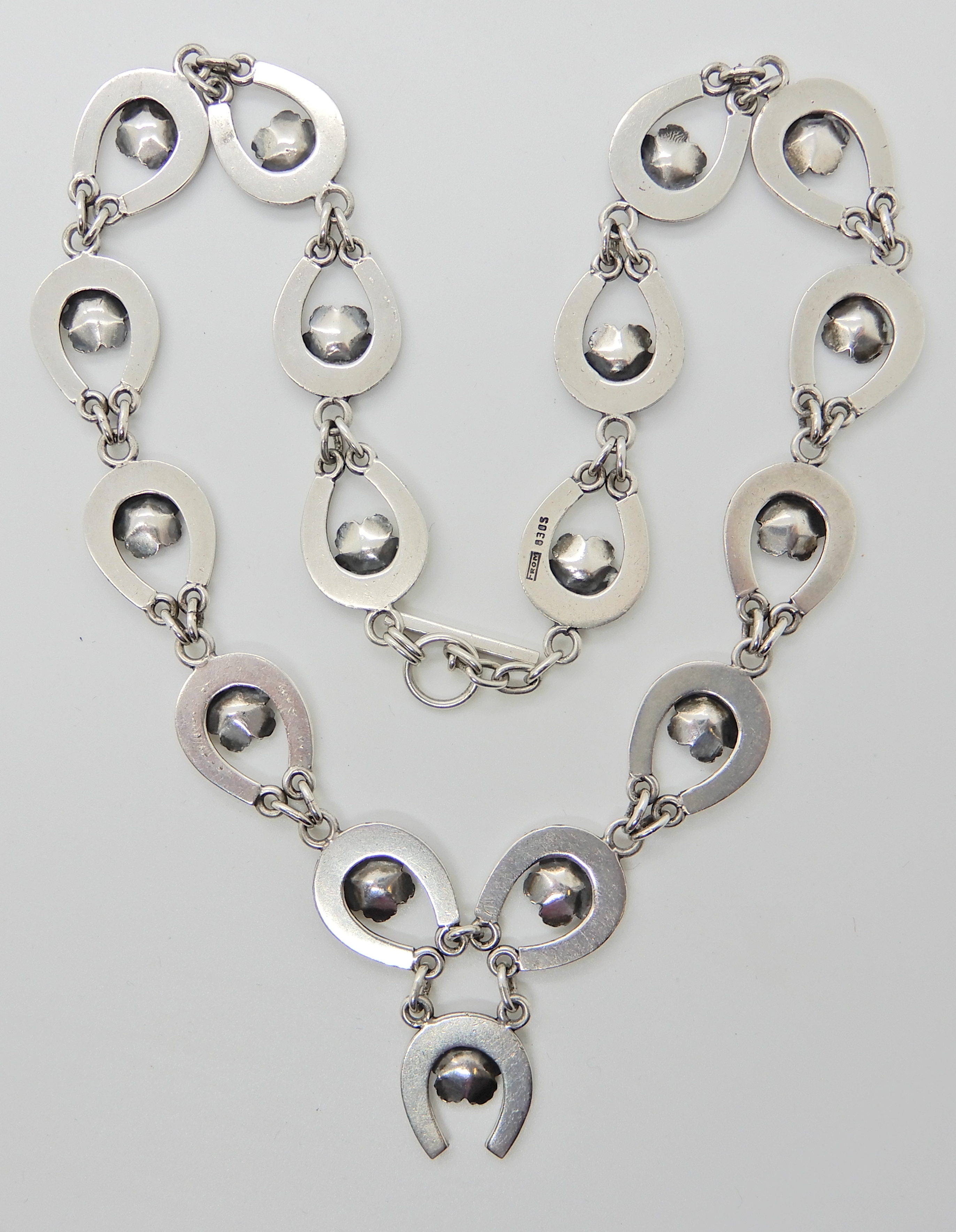 A silver lucky horseshoe necklace by Danish silversmith FROM, length approx 44cm, weight 42gms - Image 3 of 3