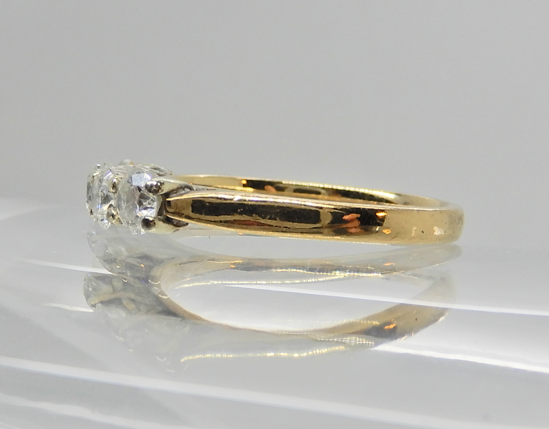 A 9ct gold five stone diamond ring of estimated approx diamond content 0.89cts, finger size O, - Image 3 of 3