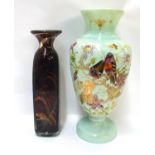 A Mdina glass vase and a Victorian hand-painted glass vase (2)