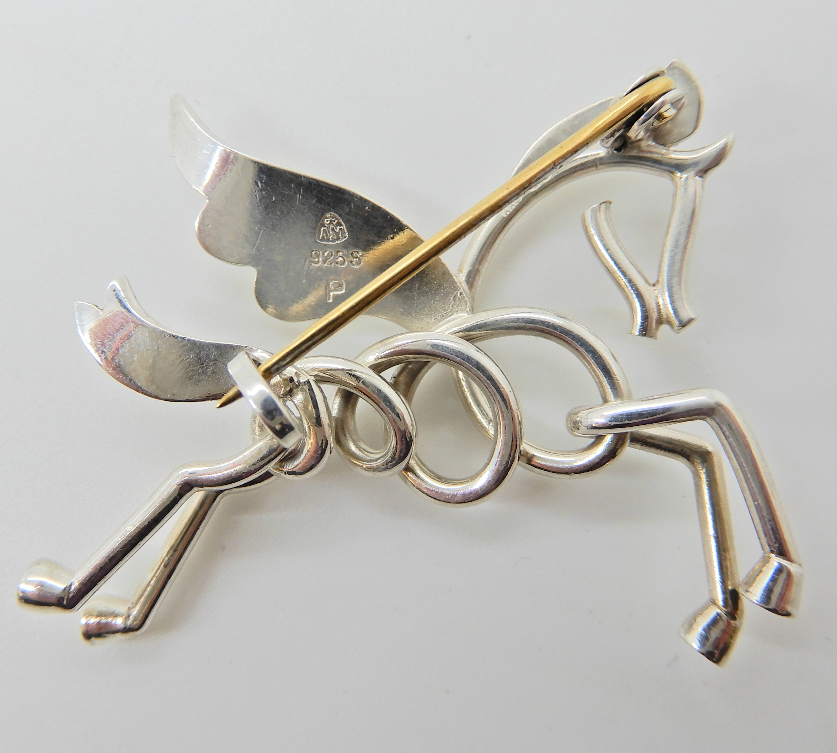 An Anton Michelsen silver Pegasus brooch, dimensions 3.8cm x 3cm, weight 5.3gms - Image 2 of 2