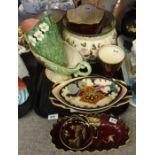 A Rosslyn Ware sweet pea decorated jardiniere, assorted Carlton Ware rouge royale pieces, Maling